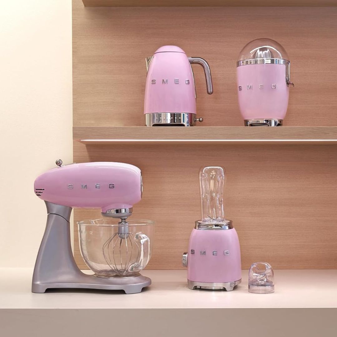 SMEG SMF02PKEU Impastatrice Planetaria Rosa 800W 4,8L 10 Velocità Smooth Start