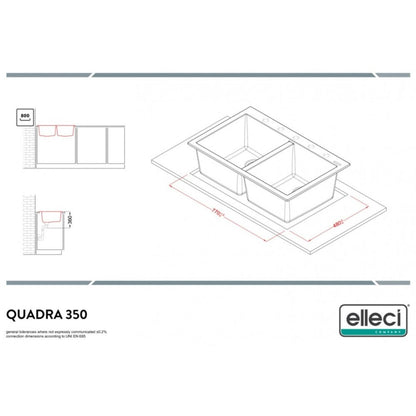 ELLECI QUADRA 350 LGQ35051 Lavello da Incasso 2 Vasche Sopratop Granitek Avena 51 cm. 79 x 50