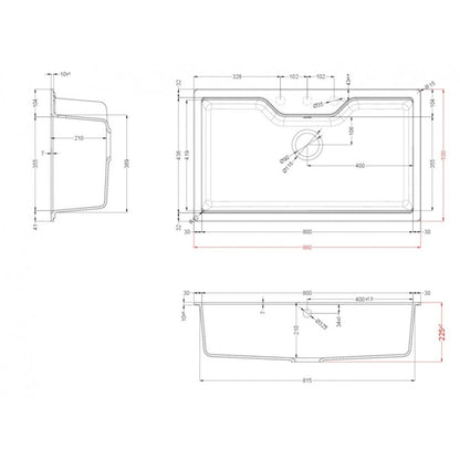 ELLECI FOX 360 LGF36059 Lavello Incasso Sopratop 1 Vasca Sopratop Granitek Antrac86 x 50