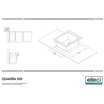 Elleci Quadra 100 LGQ10051 Lavello da Incasso 1 Vasca Sopratop Granitek Avena cm. 51 x 40