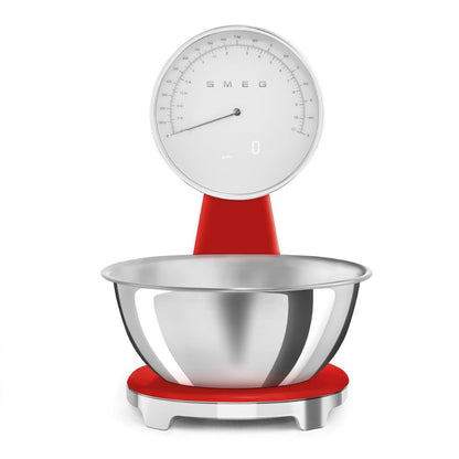 SMEG KSF01RDWW Bilancia Cucina Digitale Analogica Rossa Ciotola Inox 1,8 L