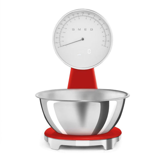 SMEG KSF01RDWW Bilancia Cucina Digitale Analogica Rossa Ciotola Inox 1,8 L