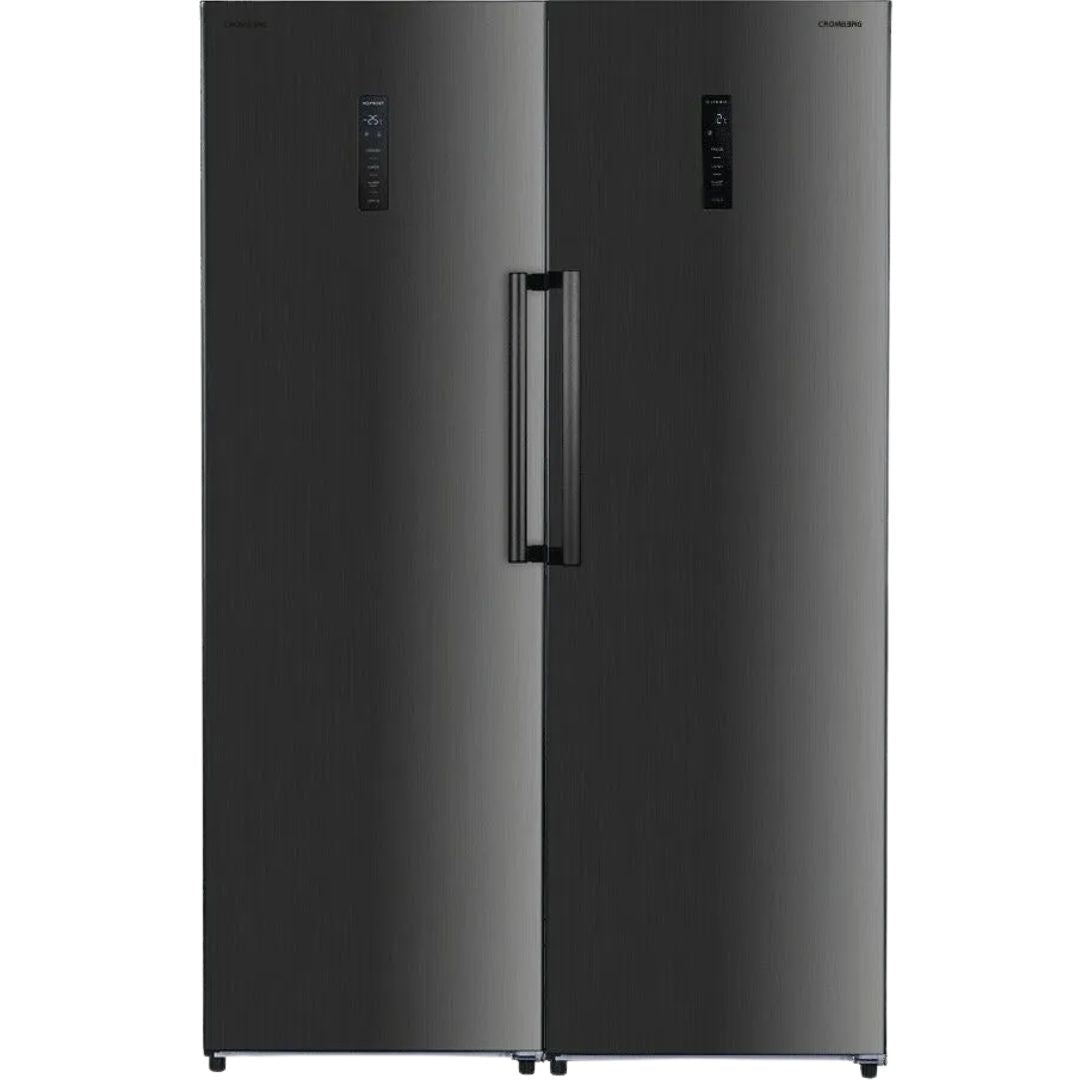 CROMBERG HRH1P47BX Frigorifero Americano Monoporta No Frost 359 L Nero Inox Classe E Display LED Invertercm. 60 x 185