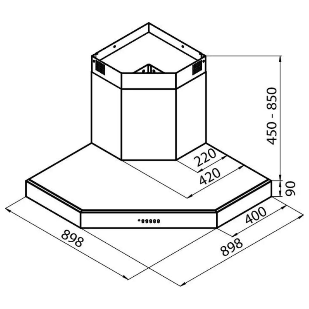 FOSTER PITAGORA 2439003 Cappa Aspirante Angolare 4 Velocità Inox Satinato cm. 90 X 40 X 54