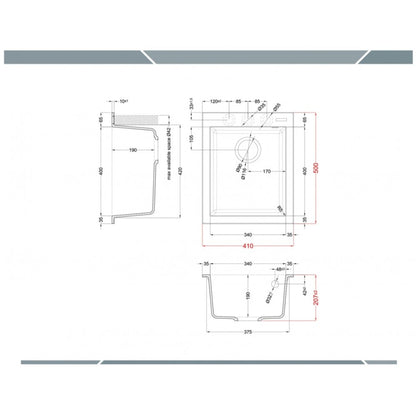 Elleci Quadra 100 LGQ10039 Lavello da Incasso Sopratop 1 Vasca Granitek Bianco Soft cm. 41 x 50