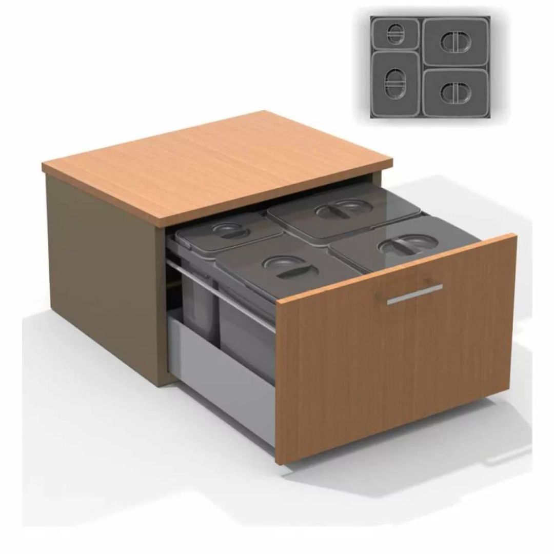 EKOTECH JAZZ 60 93004162602 Pattumiera Cassetto per Raccolta Differenziata 4 Contenitori