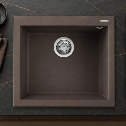 Elleci Quadra 105 LKQ10587 Lavello Incasso Sopratop 1 Vasca Keratek Cacao cm. 57×50