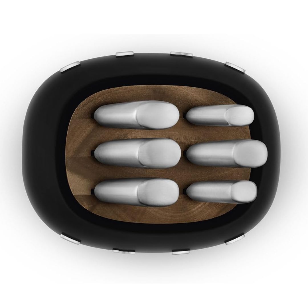 SMEG KBSF02BL Ceppo Portacoltelli Nero e Set 6 Coltelli INOX Estetica 50’s Style