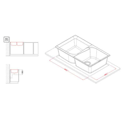 Elleci Ego 450 LGE45068 Lavello Incasso Sopratop 2 Vasche Granitek Bianco Titano cm. 86×50