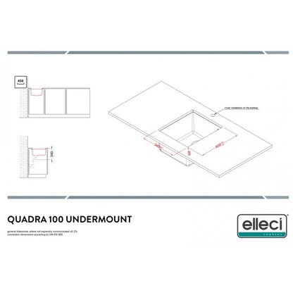 ELLECI QUADRA LGQ10051BSO Lavello Incasso 1 Vasca Sottotop Granitek Avena cm. 38×44