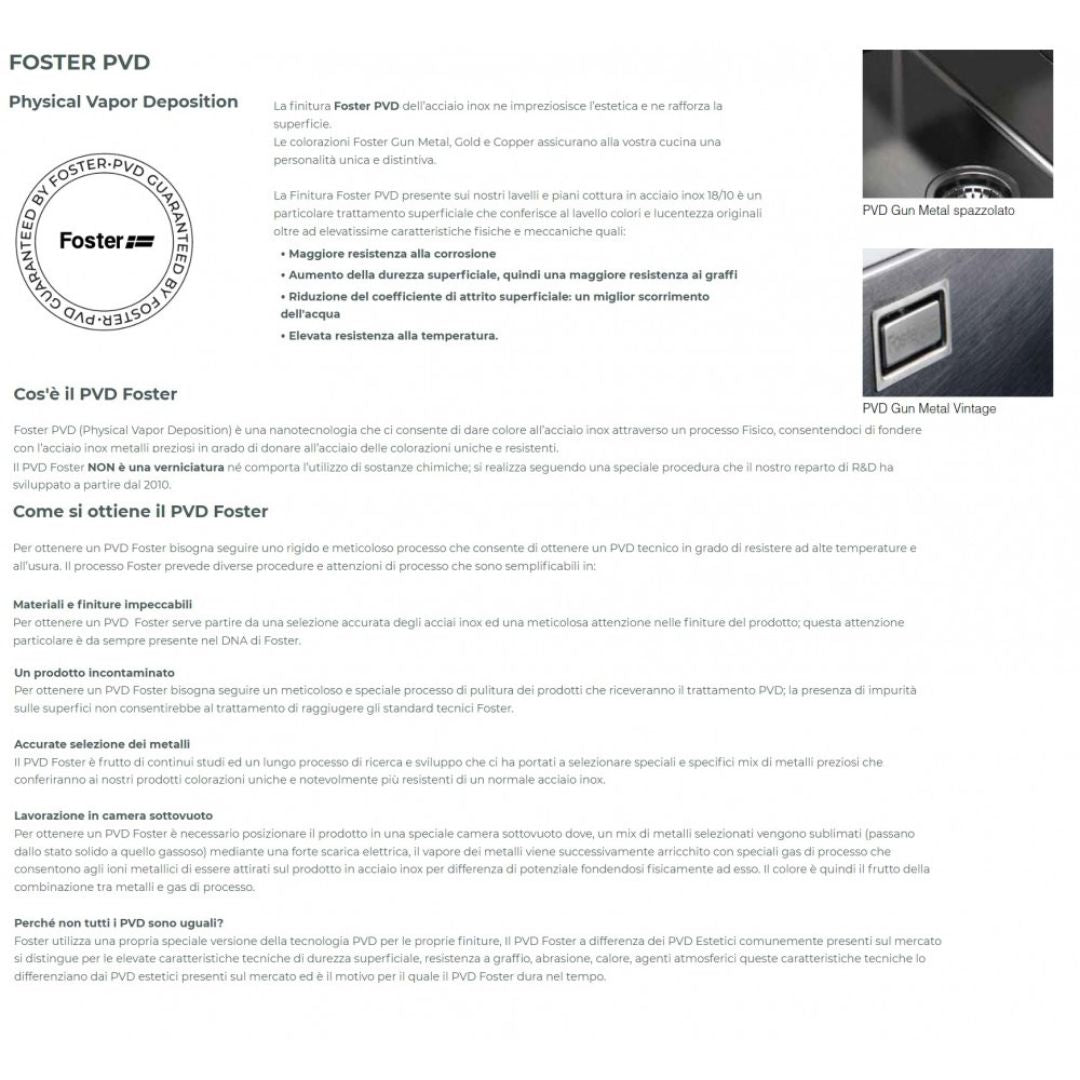 FOSTER OMEGA PLUS 8498 856 Miscelatore Monocomando Cucina Gun Metal con Canna Girevole e Bocca Estraibile PVD