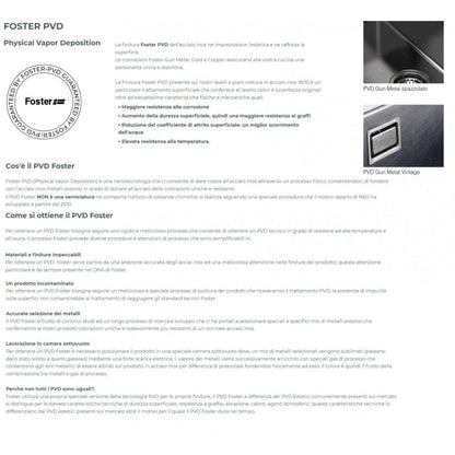 FOSTER OMEGA PLUS 8498 856 Miscelatore Monocomando Cucina Gun Metal con Canna Girevole e Bocca Estraibile PVD