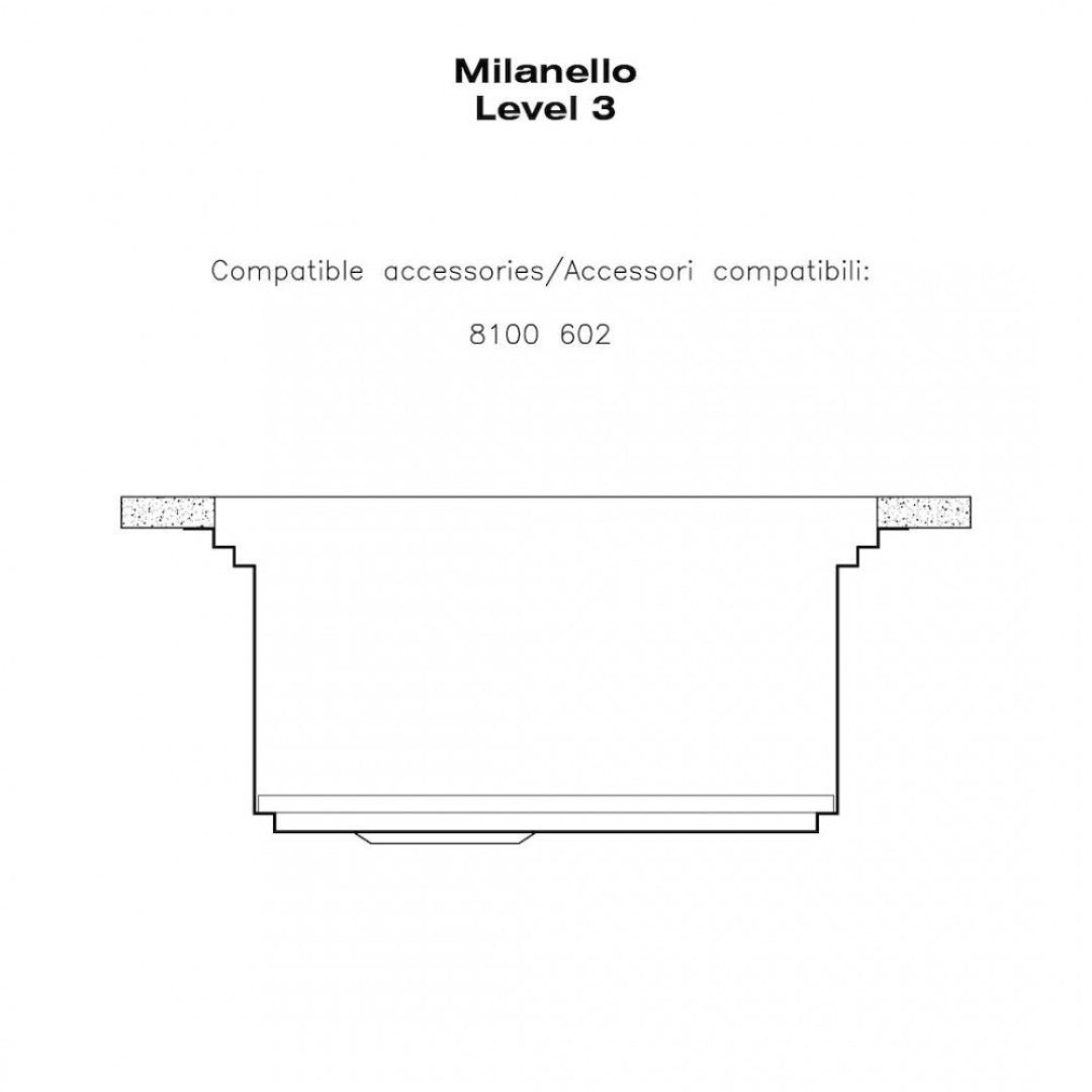 Foster Milanello 1031050 Lavello 1 Vasca Incasso Filotop Acciaio Inox Spazzolato mm 486 x 520