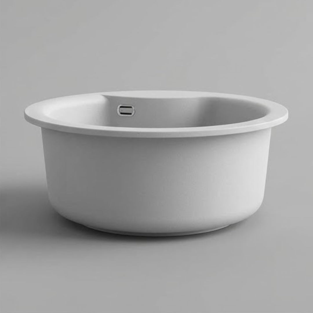 Elleci Ego Round LGEROU68 Lavello Tondo Incasso Sopratop Granitek Bianco Titano Diam. mm. 485