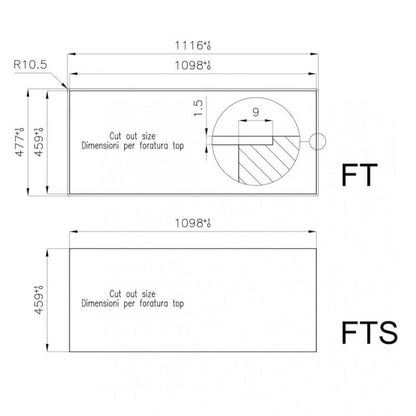 Foster Milanello 7681 009 Piano Cottura Gas 4 Fuochi in Linea PVD Oro cm. 111 x 47