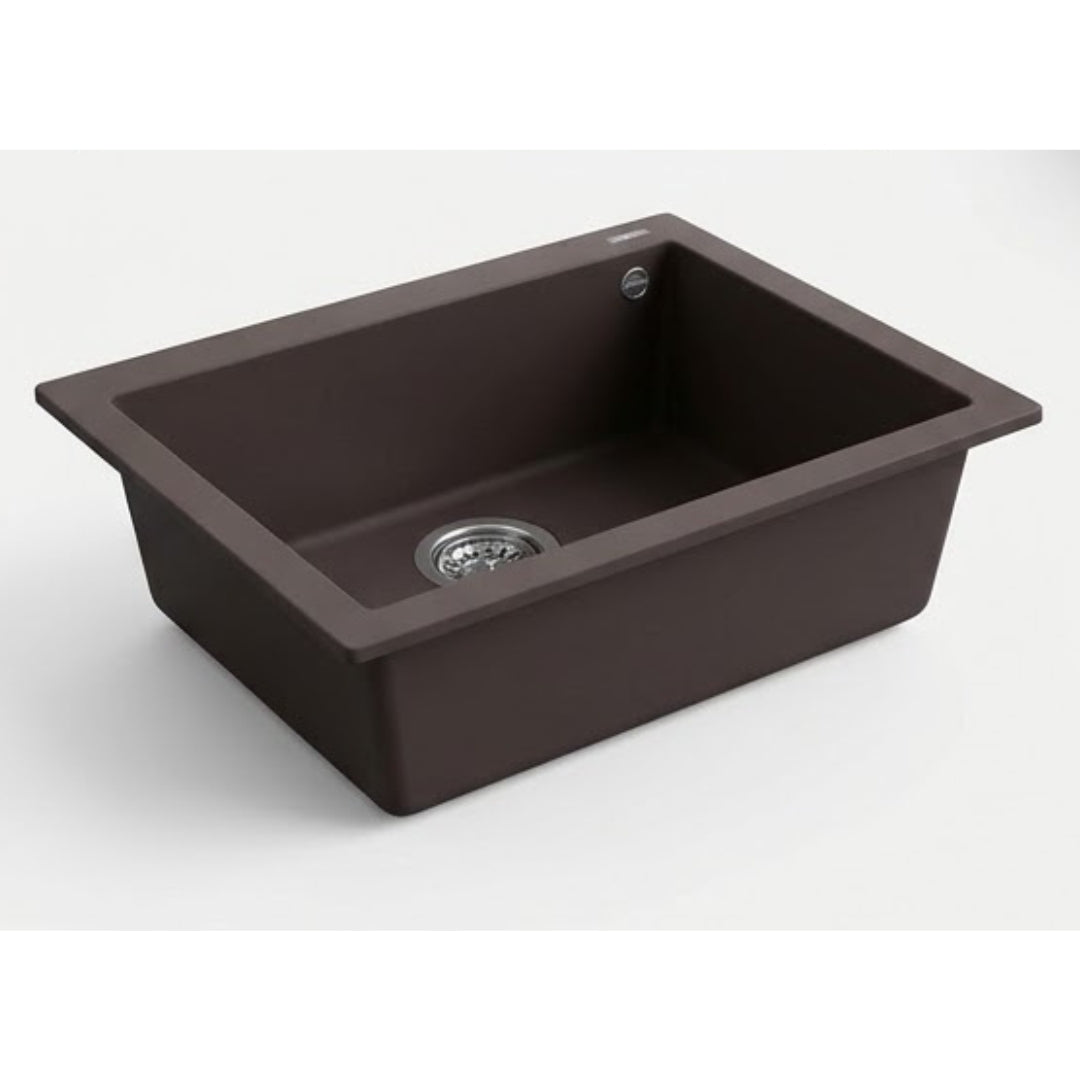 Elleci Quadra 110 LKQ11087 Lavello da Incasso Sopratop Monovasca Keratek Cocoa cm. 61 x 50