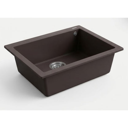 Elleci Quadra 110 LKQ11087 Lavello da Incasso Sopratop Monovasca Keratek Cocoa cm. 61 x 50