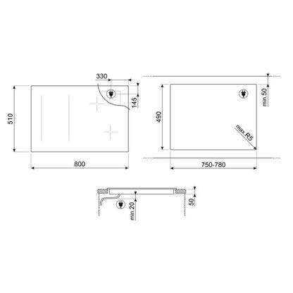 SMEG SIM1864DS Piano Cottura Induzione Nero 6 Zone Multizone 7400W Touch cm. 80 x 51