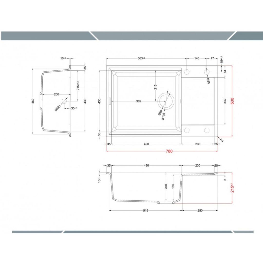 ELLECI EASY 310 LGY31051 Lavello 1 Vasca con Gocciolatoio Reversibile Sopratop Granitek Avena 51 cm. 78 x 50
