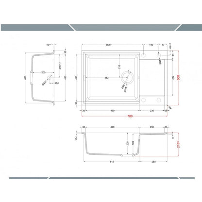 ELLECI EASY 310 LGY31051 Lavello 1 Vasca con Gocciolatoio Reversibile Sopratop Granitek Avena 51 cm. 78 x 50