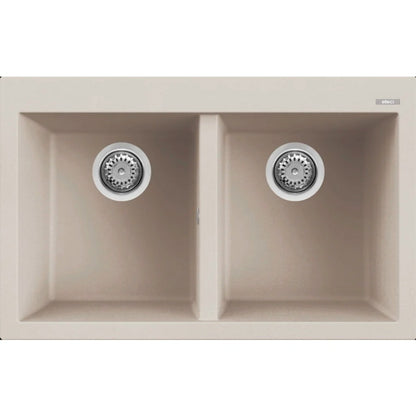 Elleci Quadra 350 LGQ35039 Lavello da Incasso 2 Vasche Incasso Sopratop Granitek Bianco Soft cm. 79 x 50
