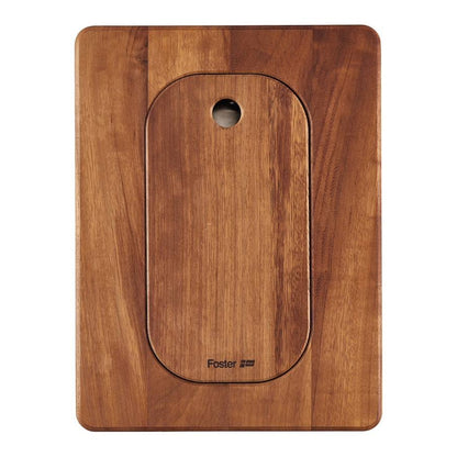 Foster 8644044 Tagliere Twin Legno Iroko con Vaschetta Scolapasta Acciaio Inox cm, 42 x 32