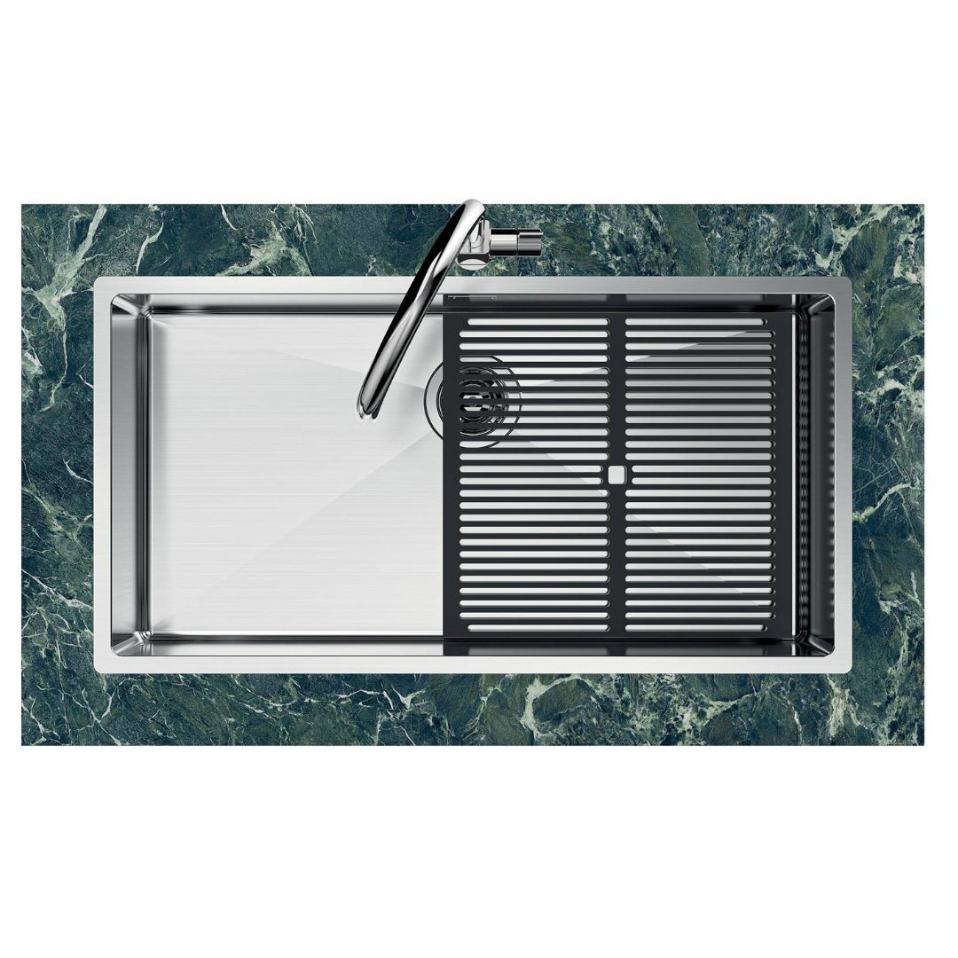 Foster Quadra R12 1717050 Lavello 1 Vasca Sopratop/Filotop Acciaio Inox Spazzolato 75x44