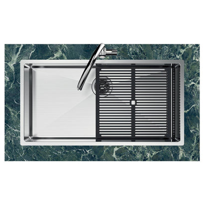 Foster Quadra R12 1717050 Lavello 1 Vasca Sopratop/Filotop Acciaio Inox Spazzolato 75x44