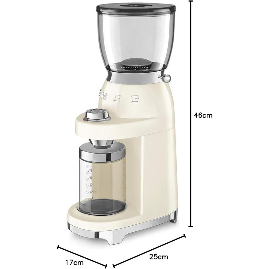 SMEG CGF01CREU Macinacaffè Elettrico 30 Livelli Macinatura Antistatico 150W Crema