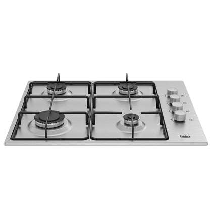 BEKO HIGG641C3SX Piano Cottura Incasso 4 Fuochi Inox Griglie Smaltate 61x51 cm