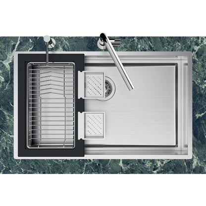 Foster Quadra Evo 1257050 Lavello 1 Vasca Incasso Filotop Acciaio Inox Spazzolato cm. 78 x 47