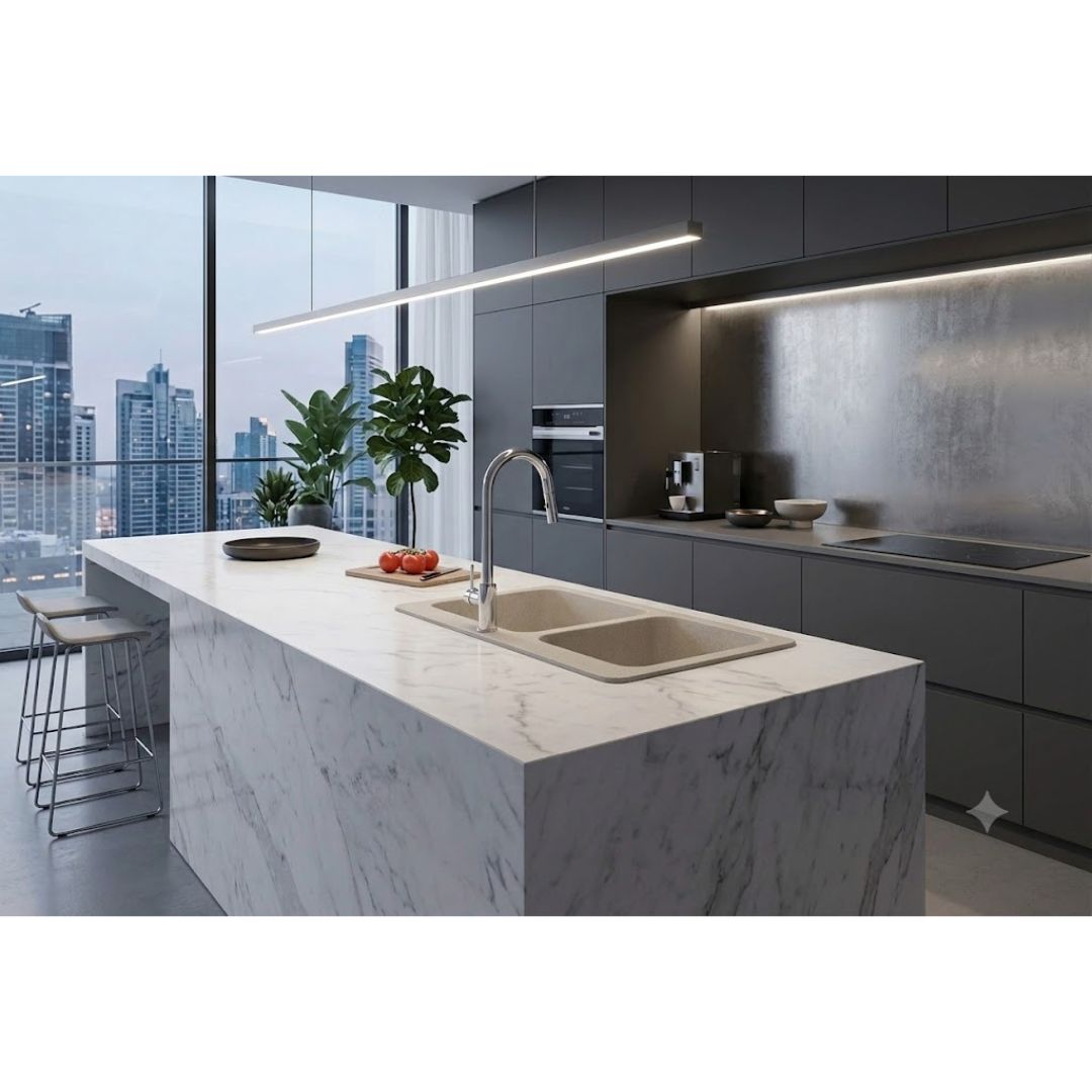 Elleci Fox 340 LGF34051BTP Lavello 2 Vasche Granitek Incasso Sopratop Avena cm. 80 x 53