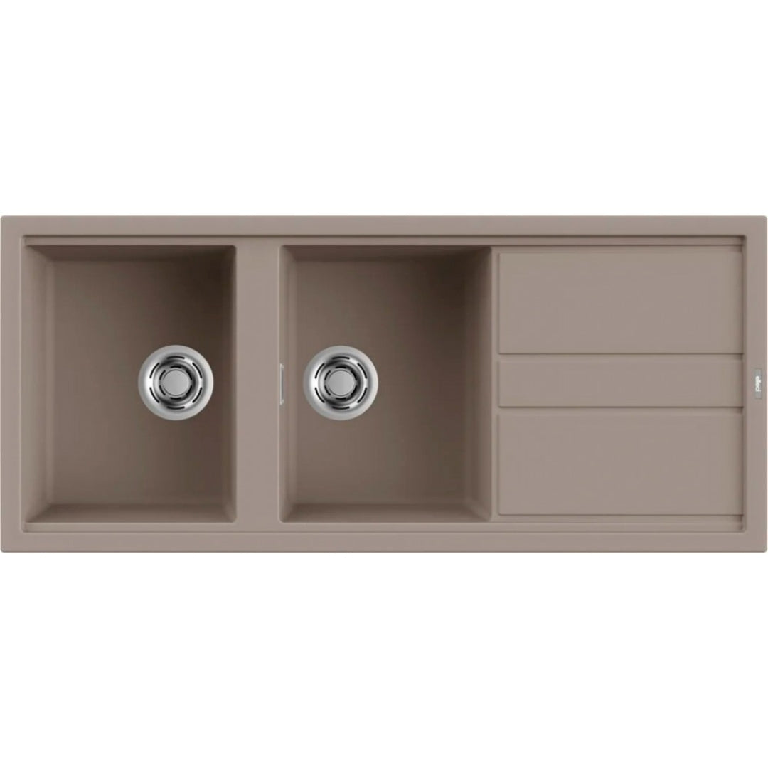 ELLECI LKB50089 Lavello 2 Vasche Gocciolatoio Reversibile Keratek Tortora 116x51