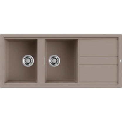 ELLECI LKB50089 Lavello 2 Vasche Gocciolatoio Reversibile Keratek Tortora 116x51