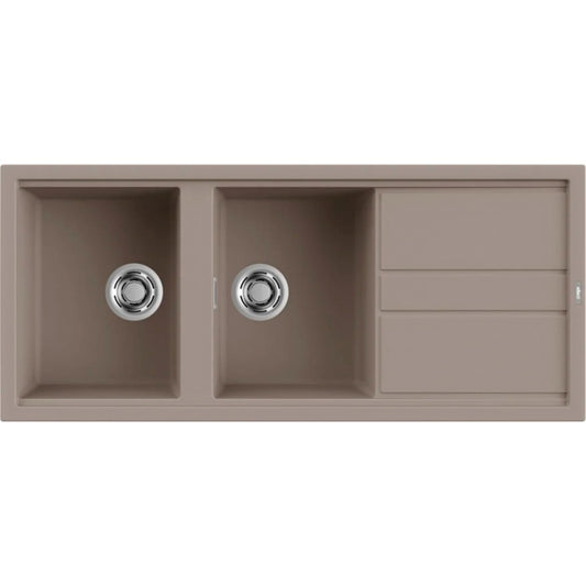 ELLECI LKB50089 Lavello 2 Vasche Gocciolatoio Reversibile Keratek Tortora 116x51