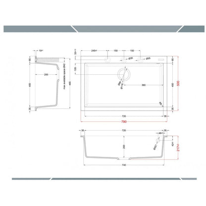 ELLECI QUADRA 130 LGQ13051 Lavello da Incasso 1 Vasca Sopratop Granitek Avena 51 cm. 79 x 50