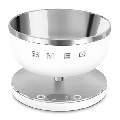 SMEG KSC01WHMWW Bilancia da Cucina Digitale con Ciotola Inox Portata 5Kg Bianca