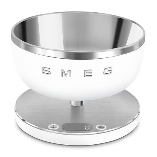SMEG KSC01WHMWW Bilancia da Cucina Digitale con Ciotola Inox Portata 5Kg Bianca