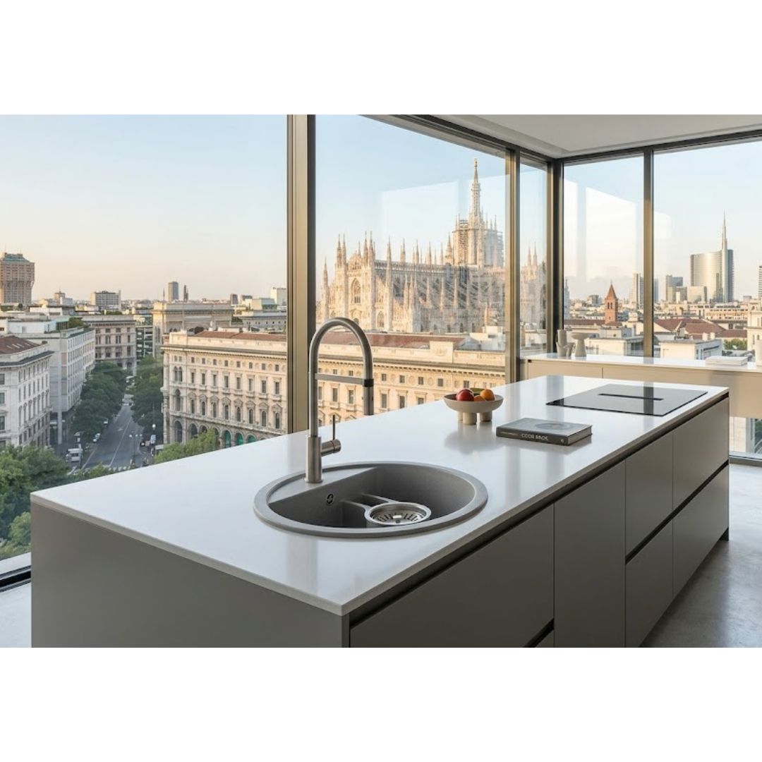 ELLECI FOX ROUND LMFROU79 Lavello 1 Vasca Circolare Sopratop Granintek Nuvola diam. 45 cm