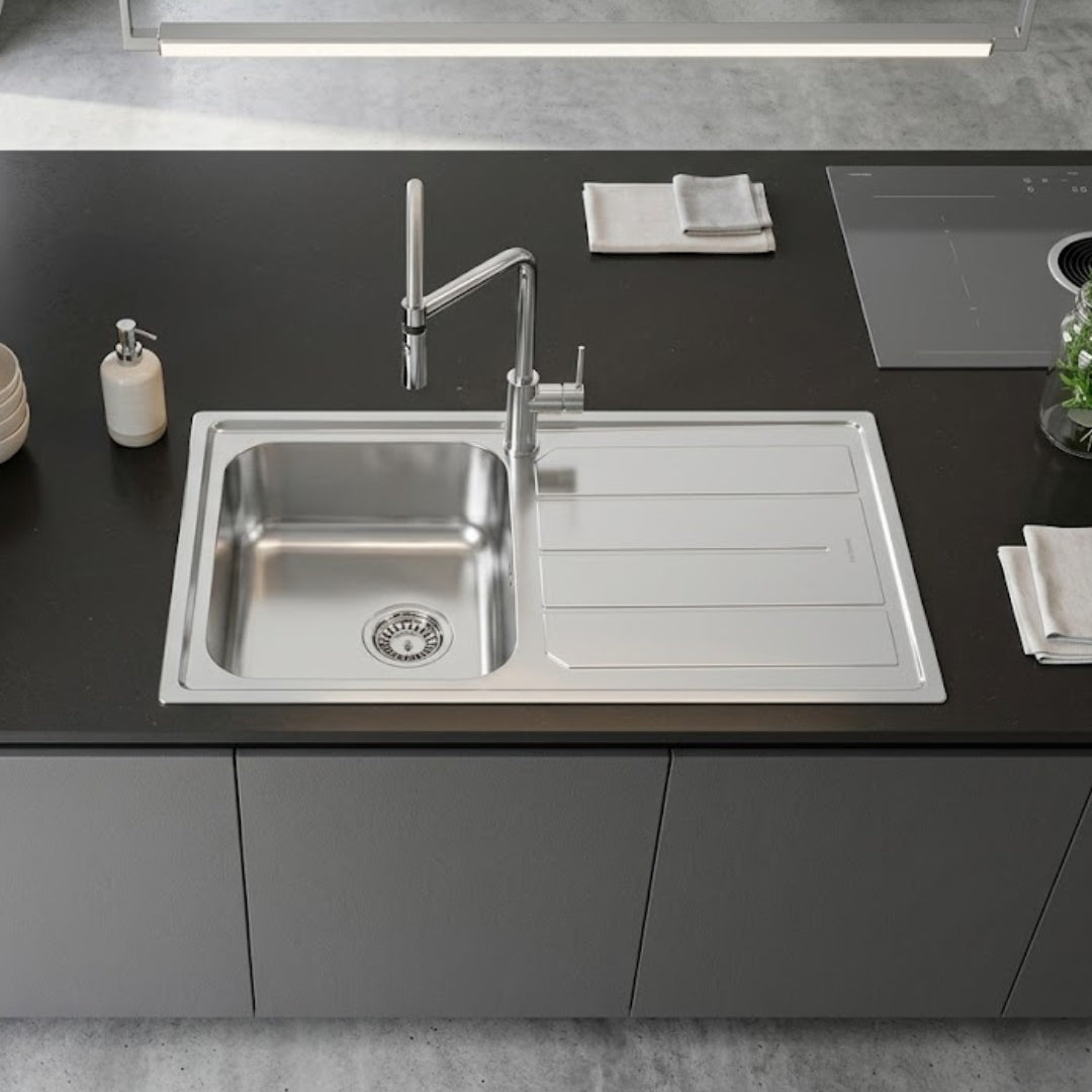 FOSTER Elettra 5186062 Lavello 1 Vasca Sinistra Inox Spazzolato Gocciolatoio cm. 86x50