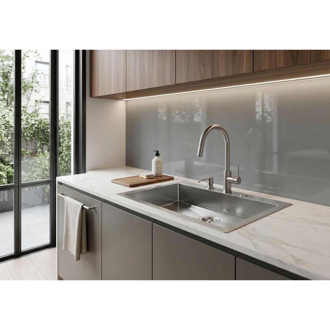 Foster Quadra 1229050 Lavello Incasso Filotop Acciaio Inox Spazzolato 1 Vasca cm. 83 x 50