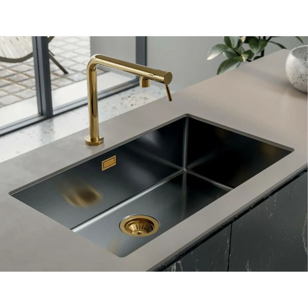 FOSTER MARGOT Miscelatore Cucina Sottofinestra Oro PVD con Canna Abbattibile Girevole 360°