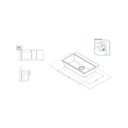 Elleci Time 130 LG213068 Lavello 1 Vasca Incasso Sopratop Granitek Bianco Titano cm. 79 x 51