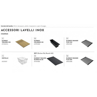 ELLECI COMPASS LIM500SAC Lavello 1 Vasca Inox Satinato Flat Filotop Sottotop cm. 54 x 51