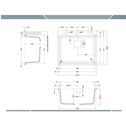 Elleci KARISMA 105 LGK10568 Lavello 1 Vasca Incasso Sopratop Granitek Bianco Titano cm. 57 x 50