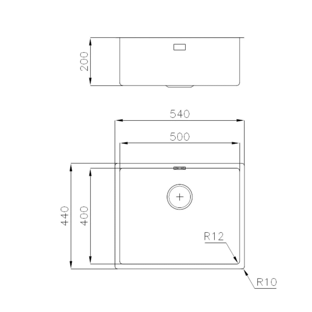 Foster S4001 3355050 Lavello Filotop 1 Vasca Acciaio Inox Spazzolato cm. 54 x 44