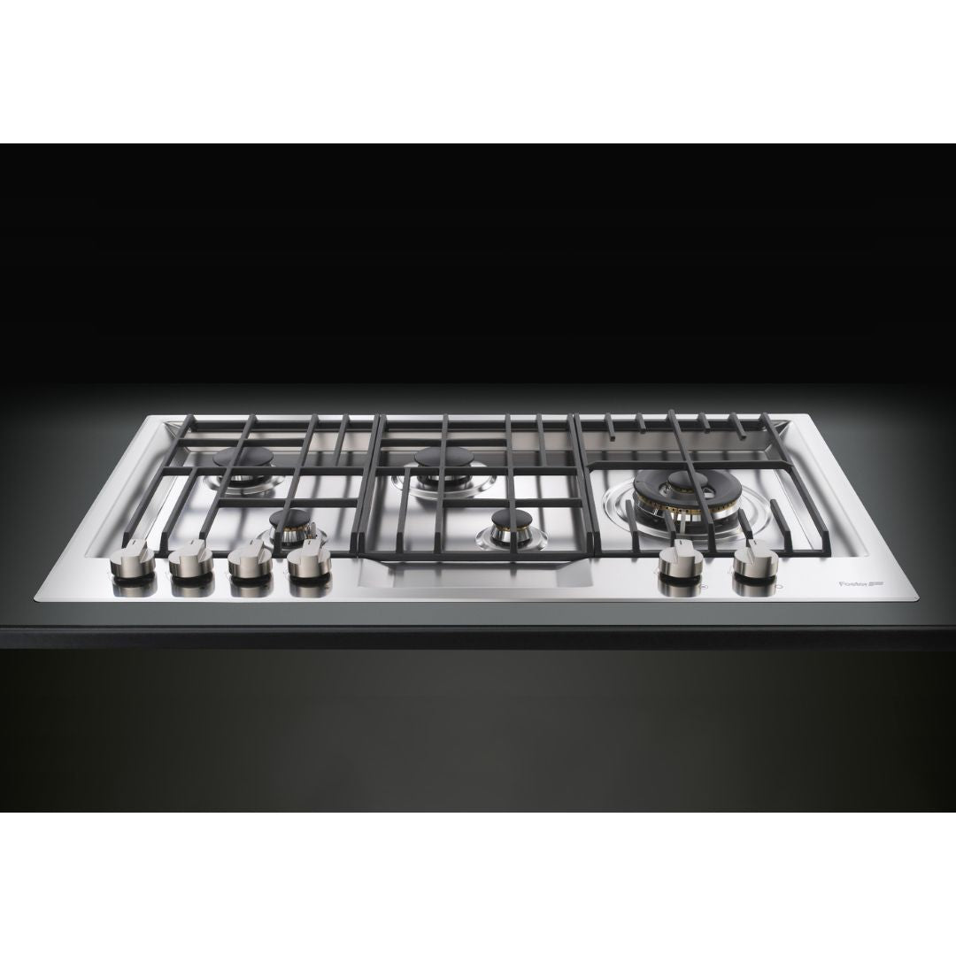 FOSTER FL 7206032 Piano Cottura Gas Semifilo 5 Fuochi Acciaio Inox Satinato Griglie in Ghisa cm. 87 x 51