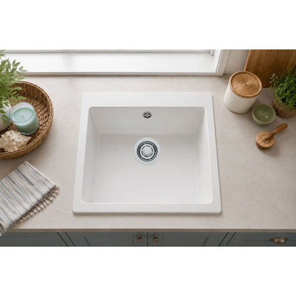 Elleci Time 105 LG210568 Lavello 1 Vasca Bianco Titano Incasso Sopratop Granitek cm. 57 x 51