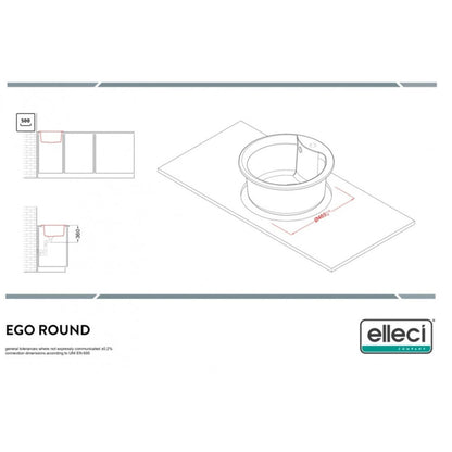 ELLECI EGO ROUND LGEROU59 Lavello 1 Vasca Circolare Incasso Sopratop Granitek Antracite 59 Diam. 485 mm