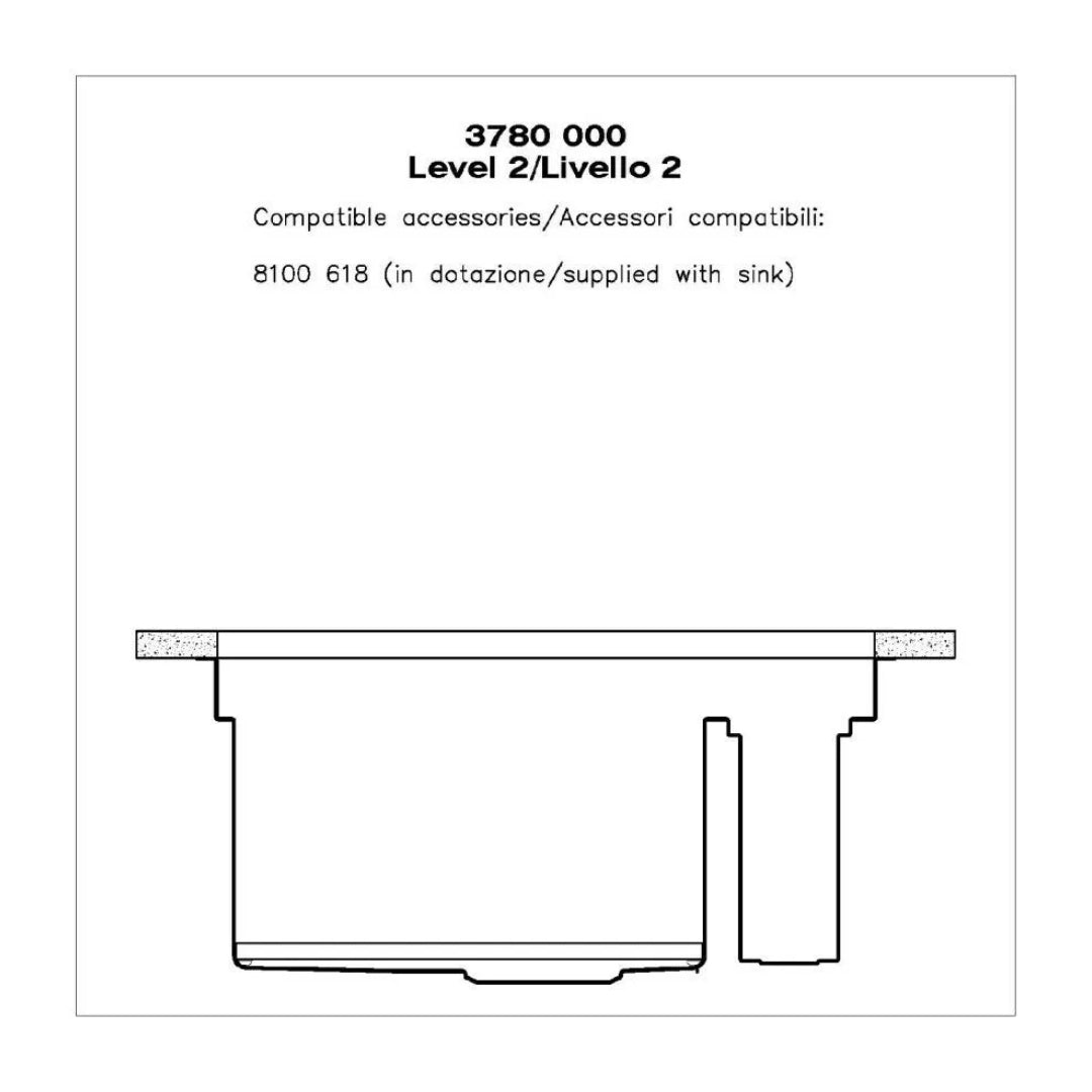 Foster 3780000 Galante Lavello Sottotop 1 Vasca Inox Spazzolato con Canalino cm. 86 x 52